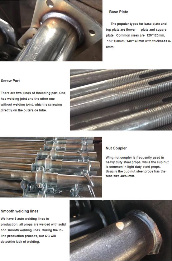 Galvanized o ipininta nababagay na scaffolding acrow prop 