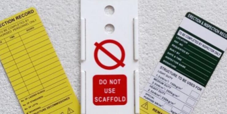 Safety tag para sa kalusugan, kaligtasan, kalidad at kapaligiran