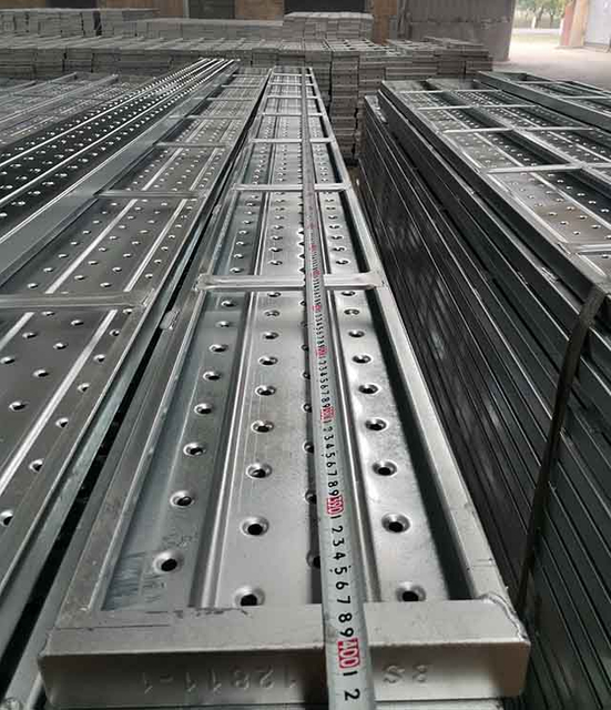 Galvanized metal deck scaffolding walk boards